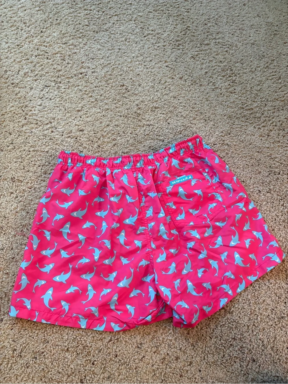 Men’s Pink Shark Print Swim Shorts